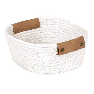 Decorative Coiled Rope Square Base Tapered Basket Small White 11" - Threshold™