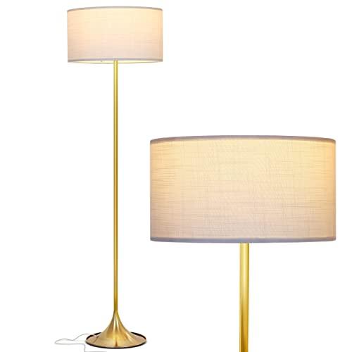Brightech Quinn - Floor Lamp for Mid Century Modern Living Rooms - Contemporary Office & Bedroom Standing Light Matches Your Style and Gets Compliments - Antique Brass / Gold