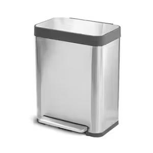 13.2 Gal. Stainless Steel Step-On Kitchen Trash Can with Soft Close Lid by Home Zone Living