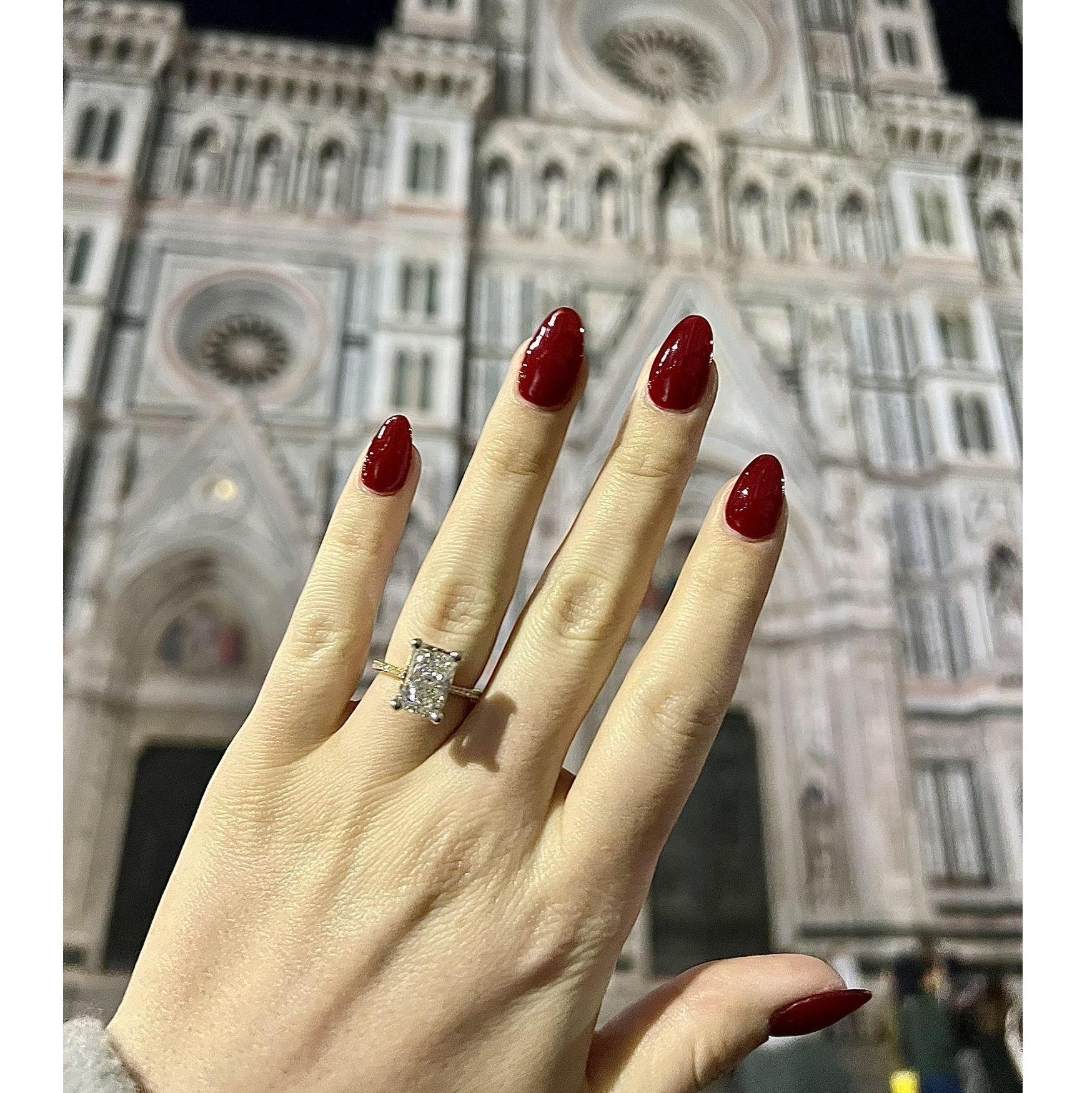 February 9, 2025 (Florence, IT): The night we got engaged. I had to give this beautiful ring its own moment to shine.