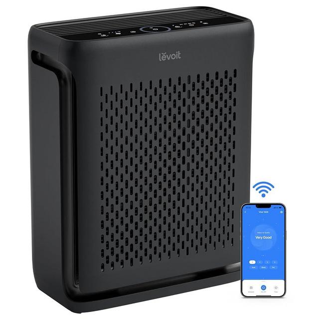 LEVOIT Air Purifiers for Home Large Room Bedroom Up to 1110 Ft² with Air Quality and Light Sensors, Smart WiFi, Washable Filters, HEPA Filter for Pets, Allergy, Dust, Vital 100S / Vital 100S-P, Black