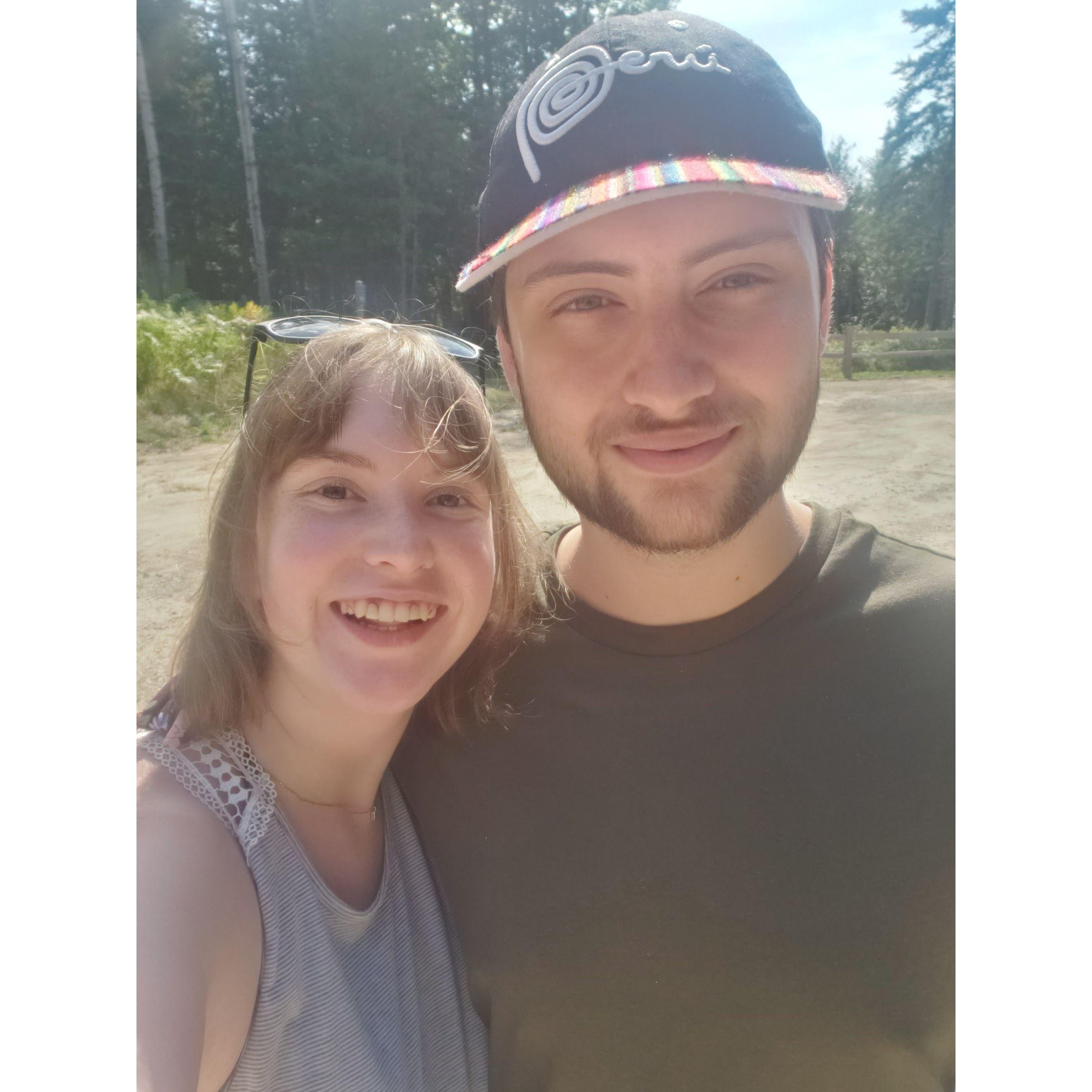 Exploring our new neighborhood after moving in together August 2020