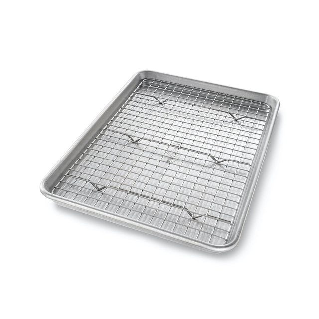 USA Pan Non-Stick Aluminum 2 Piece Jelly Roll Pan and Baking Rack Set