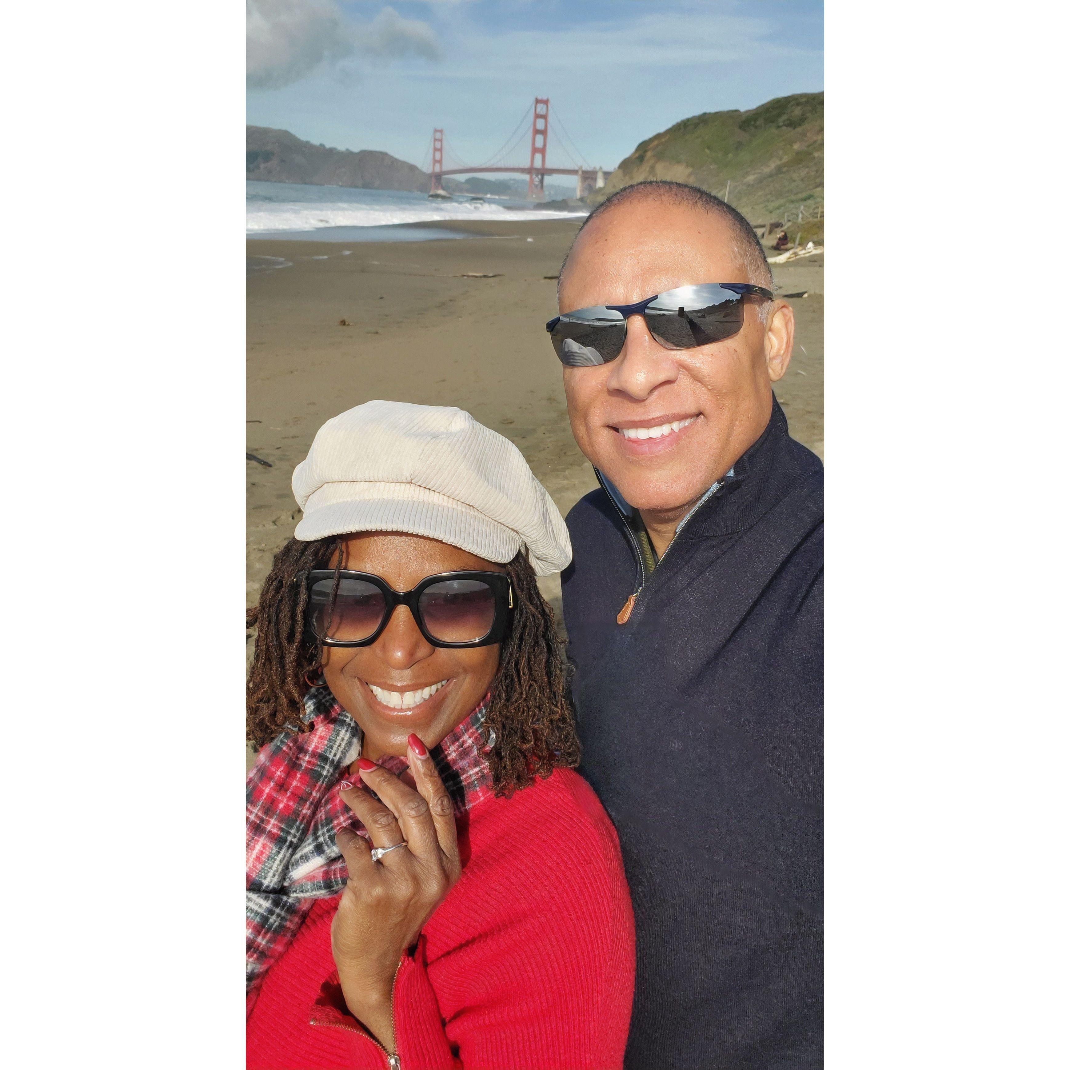 Baker Beach in San Francisco, CA the day after proposal.