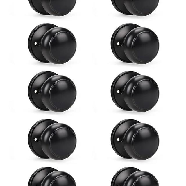 KNOBWELL 10 Pack Classic Closet Door Knobs Dummy Door Knob, Individual Dummy Door Knob Single Side, Matte Black Interior Door Knobs, Easy Installation