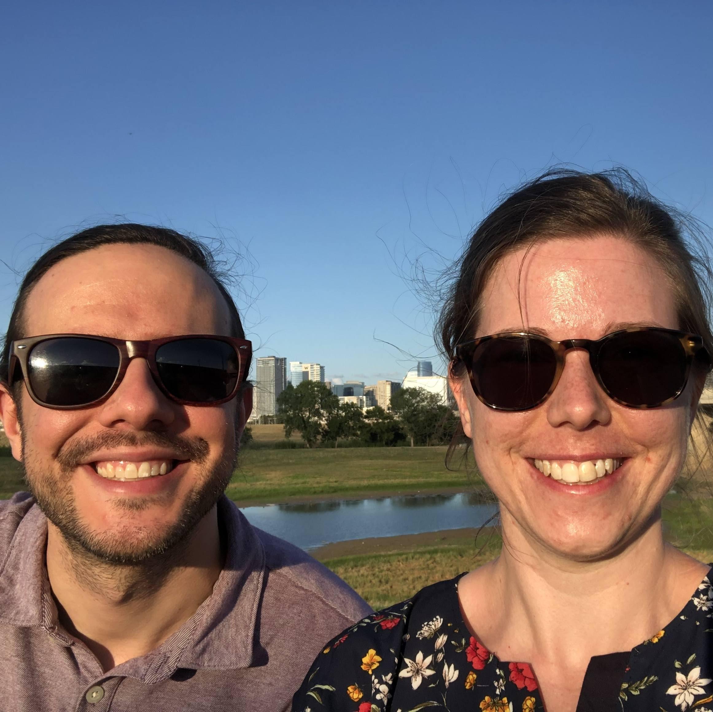 We found a scenic pic of Dallas and decided it would look better with us in it