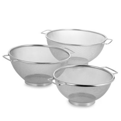 Bed, Bath & Beyond Stainless Steel Mesh Colanders (Set of 3)