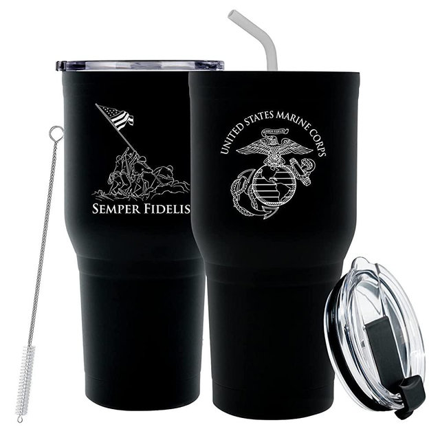 30 oz Black Double Wall Vacuum Insulated Stainless Steel Tumbler Travel Mug