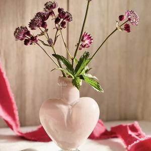 Glass Heart Bud Vase, PINK