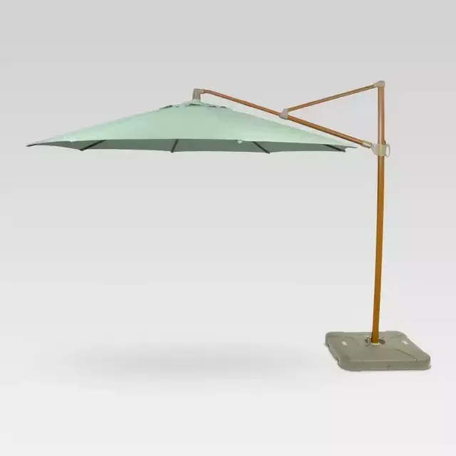 11' Offset Umbrella - Aqua - Medium Wood Finish - Threshold™