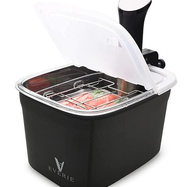 EVERIE Sous Vide Container 12 Quarts with Collapsible Hinge Lid and Container Sleeve Compatible with Anova Nano AN400 and AN500-US00 and Instant Pot Sous Vide Cooker, KIT-1202-NANO