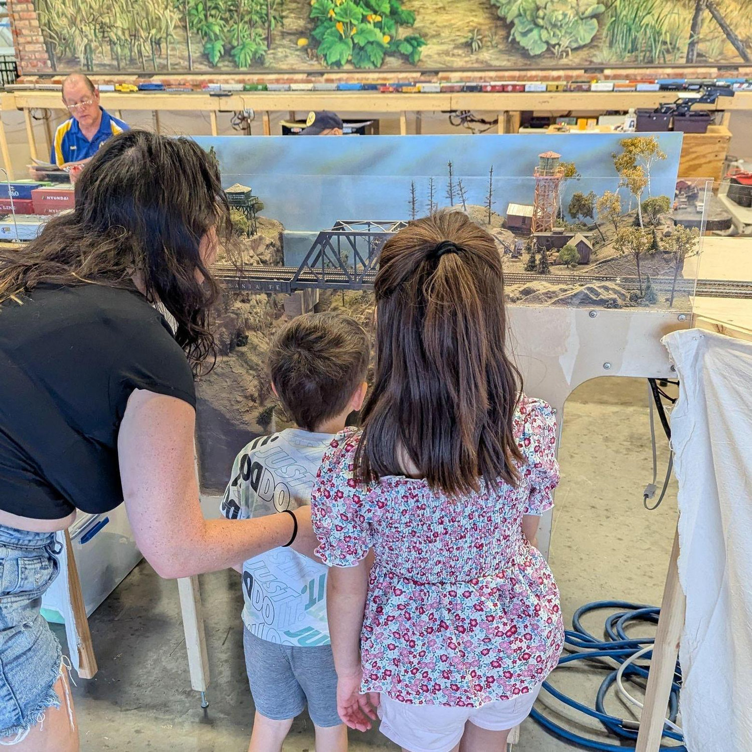 Jordan and Jonathan sharing Danny's Love of trains with their niece and nephew.