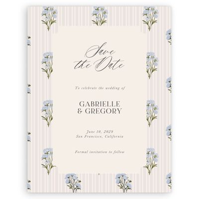 Linen, Blue Wedding Digital Save the Date - Nelia Portrait
