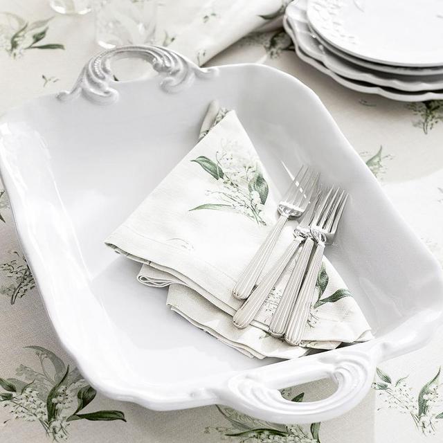 Monique Lhuillier Arles Rectangular Handled Stoneware Serving Tray