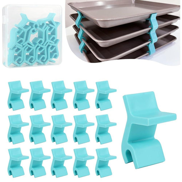 Baking Sheet Stacker 16PCS, Space-Saving,Easy To Use Baking Sheet And Reusable Trays Stacking Holder, Tray Stacker For Cookie Sheets,Freeze Dryer Tray Stacker (Storage Box+16PCS)
