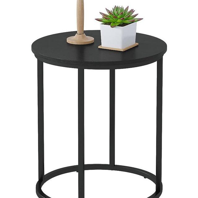 Yusong Round End Table, 20" Accent Small Side Table Nightstand Modern Bedside Table for Living Room Bedroom Office Small Spaces,Black