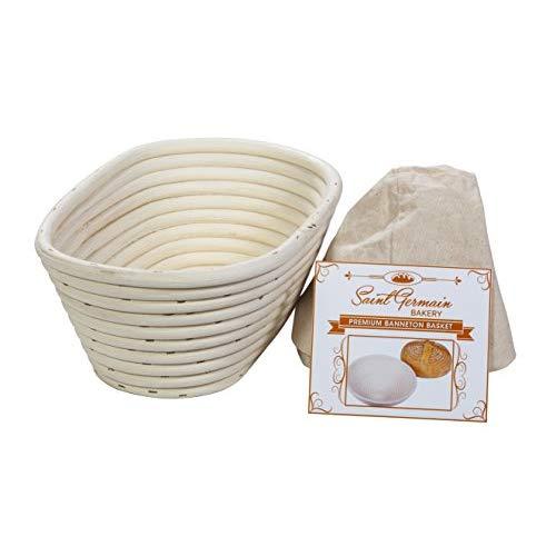 (10 x 6 x 4 inch) Premium Oval Banneton Basket with Liner - Perfect Brotform Proofing Basket for Making Beautiful Bread