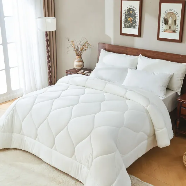 Bestier Queen Size All-Season Comforter, Solid Bedding Comforter, Soft & Cozy, Hypoallergenic, Lightweight, Skin-Friendly Bedding, White