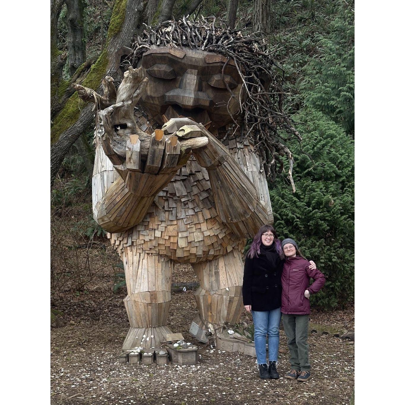 March 2025: troll statue on the beach during Soph's last visit to Seattle