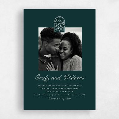 Green Floral Wedding Invitation - Vianne Photo