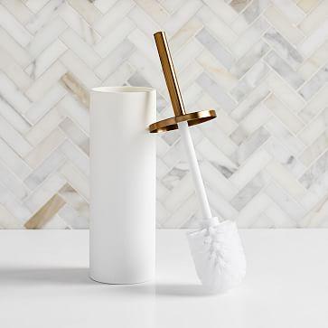 Modern Resin Stone Toilet Brush Holder, White