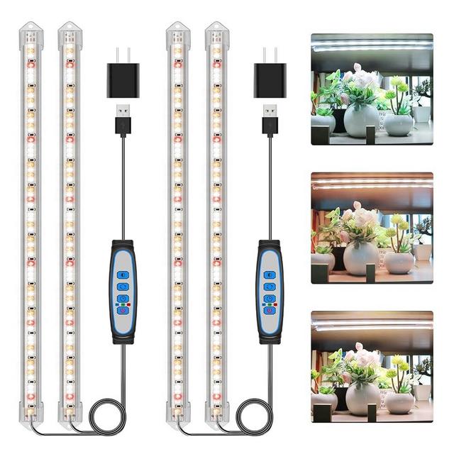 Kullsinss 16" Plant Grow Light Strips, 120 LEDs Grow Lights for Indoor Plants Full Spectrum with Upgrade Timer 6/12/16 Hrs, 5 Dimmable Levels, 2 Pack Sunlike Grow Lamp for Hydroponics Succulent