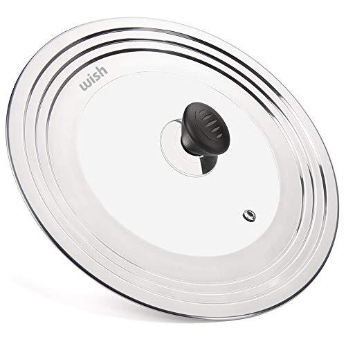 WISH Universal Pan Lid Pot Lid for All 8.25 Inch to 12.5 Inch Pots/Pans/Woks, Stainless Steel and Glass Lid for Lodge Cast Iron Skillets Frying Pans