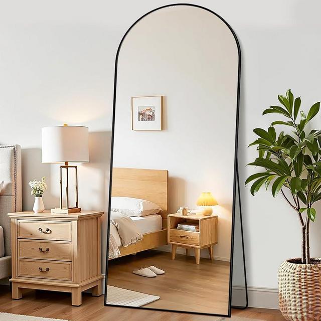 Suidia Arched Full Length Mirror, 59"x19" Floor Mirror Freestanding, Floor Standing Full Body Mirror with Stand for Bedroom, Hanging Mounted for Living Room Cloakroom, Black