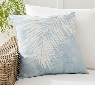 Chambray Palm Printed Indoor/Outdoor Pillow