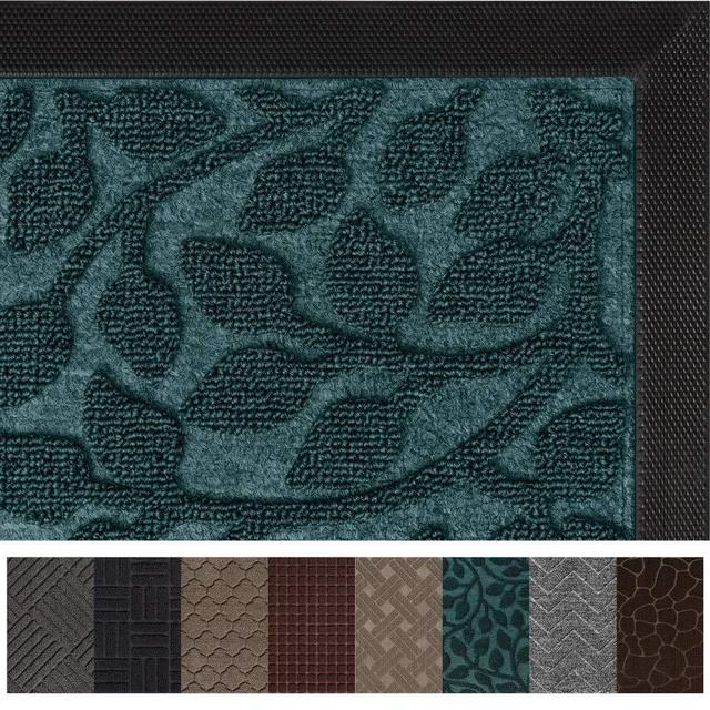 Gorilla Grip Original Durable Rubber Door Mat, 47x35, Heavy Duty Doormat for Indoor Outdoor, Waterproof, Easy Clean, Low-Profile Rug Mats for Winter Snow, Entry, High Traffic Areas, Green Vine Leaves