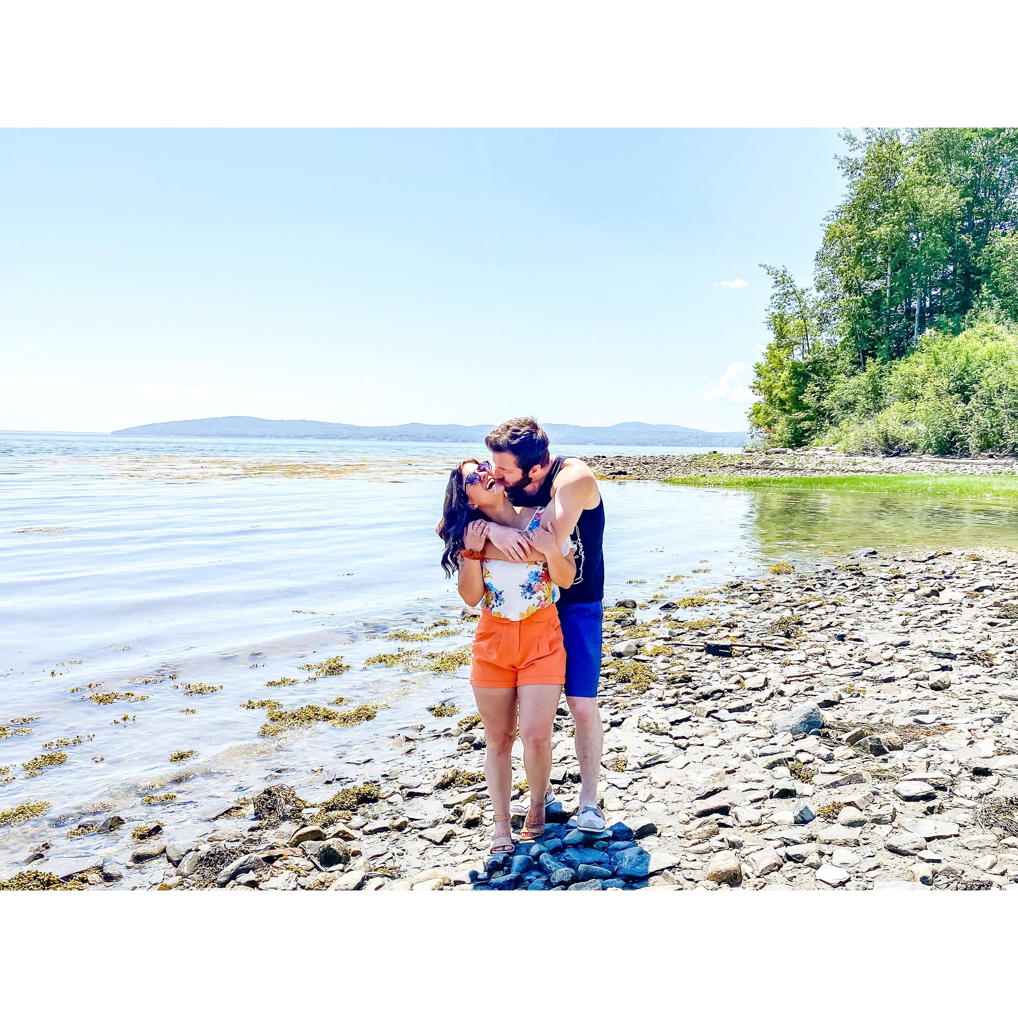 On the beach at the wedding venue last summer!