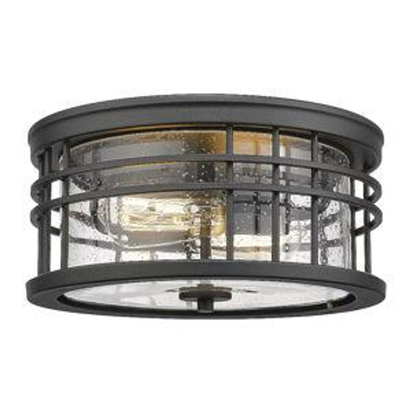 LTMATE JAZAVA 12-in Black Indoor 2 -Light Flush Mount Light with Seeded Glass