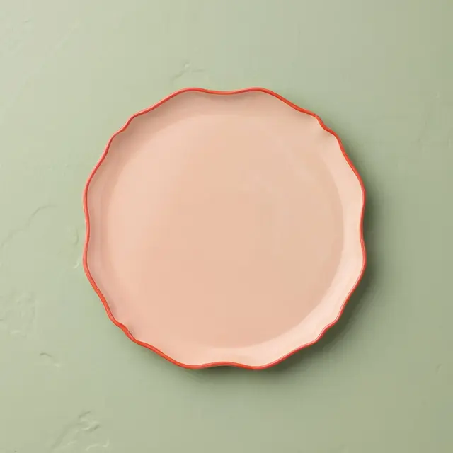 10.6" Irregular Edge Recycled Ceramic Dinner Plate Coral/Orange - Hearth & Hand™ with Magnolia