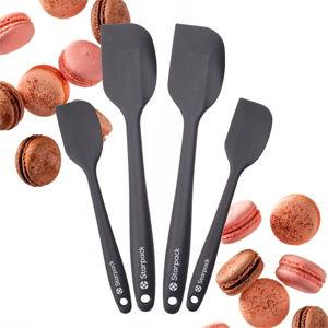 Stormy GreyStarPack 'Scrape & Stir' Silicone Spatula Set (4 Pcs) - Heat Resistant Spatula Set 600°F - Food Grade Kitchen Spatulas - Nonstick Silicone Baking & Cooking Spatula - Rubber Spatulas for Kitchen Use