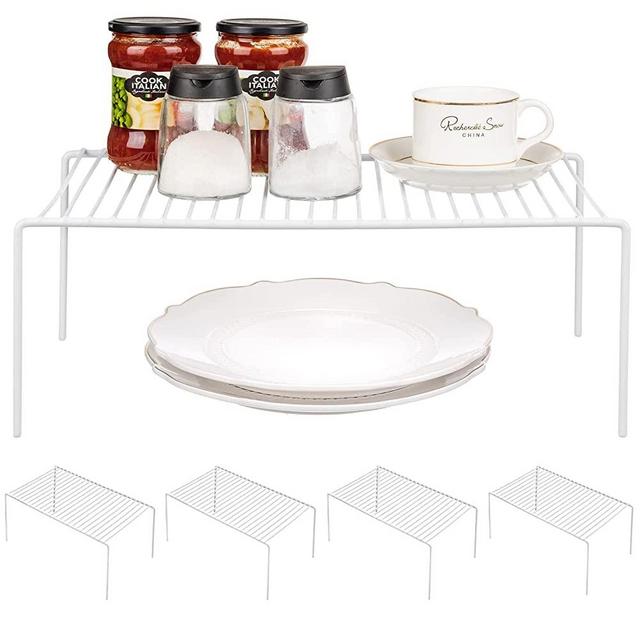 GEDLIRE Cabinet Storage Shelf Rack 5 Pack, Large (15.7 x 9.4 inch) Rustproof Metal Wire Kitchen Cabinet Organizer and Storage, Cupboard Spice Shelf Rack for Plate, Dish, Counter & Pantry Organization