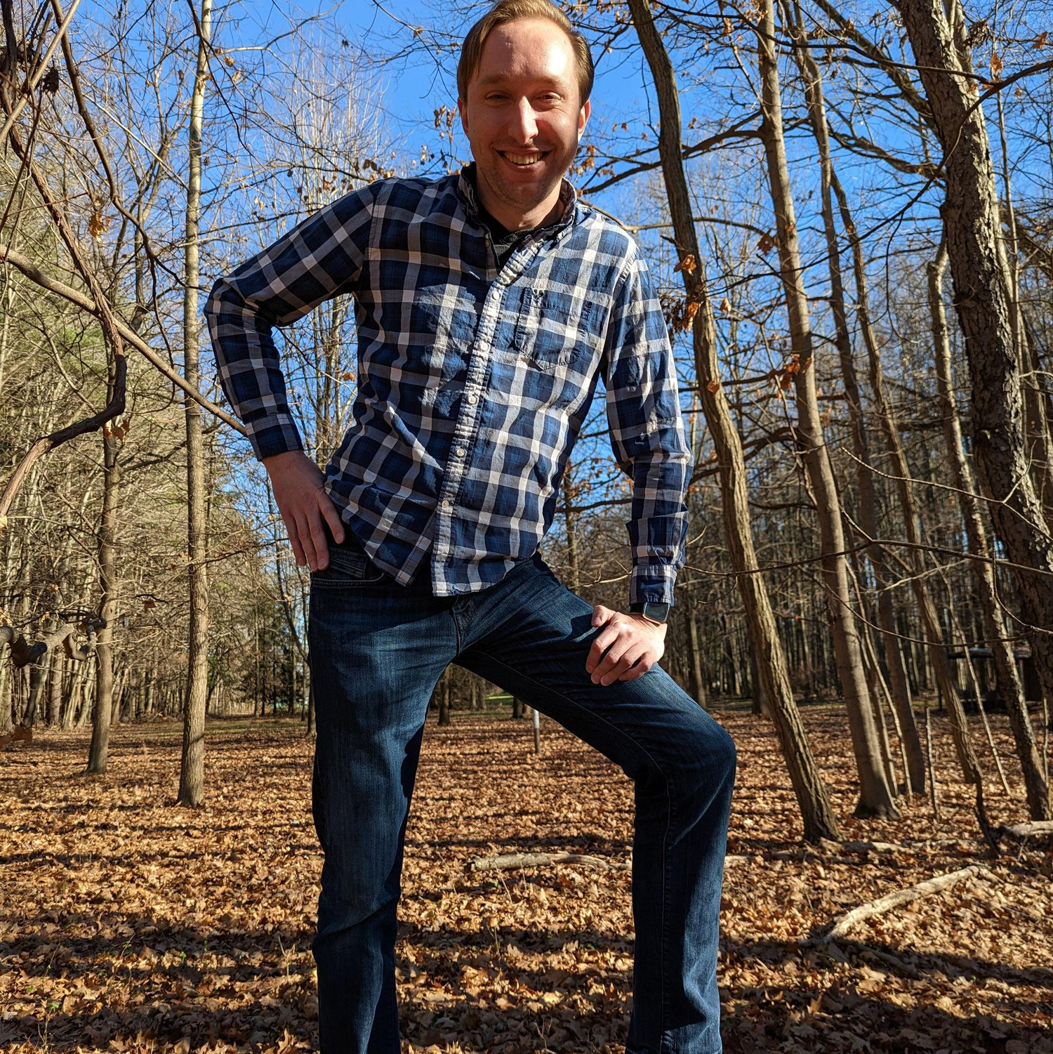 Nov 2022: Brian goes home with Erin for Thanksgiving and meets Erin's family for the first time. Erin makes him pose in the Ohio woods because he looks like a lumberjack.