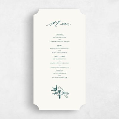Green Ticket Wedding Menu - Kianna