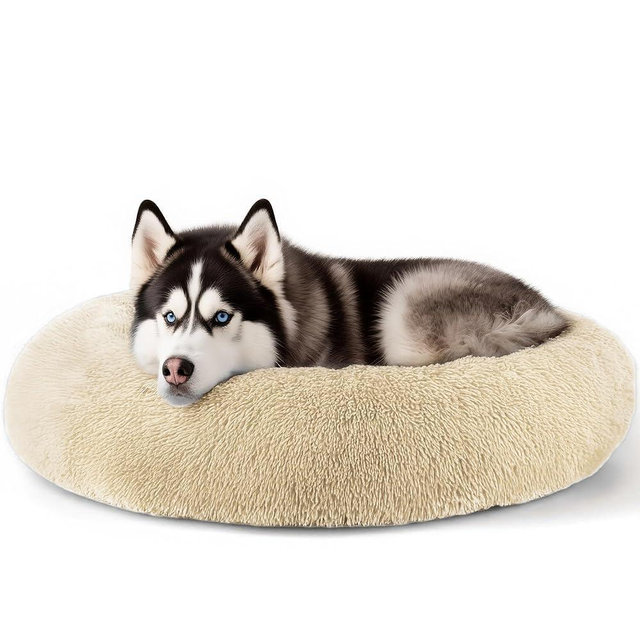 Extra Large Dog Beds, 36 Inch Human Dog Anxiety Relief Comfort Bed, Indestructible & Chew Proof Pet Beds (Light Brown)