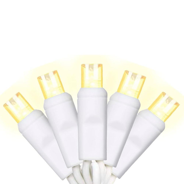 50 Counts Warm White LED Christmas Lights - 25ft Christmas Tree Lights Commercial Grade Outdoor Waterproof, White Wire Warm White Indoor Mini Plug in, 5mm Wide Angle Indoor for Xmas, UL Certified