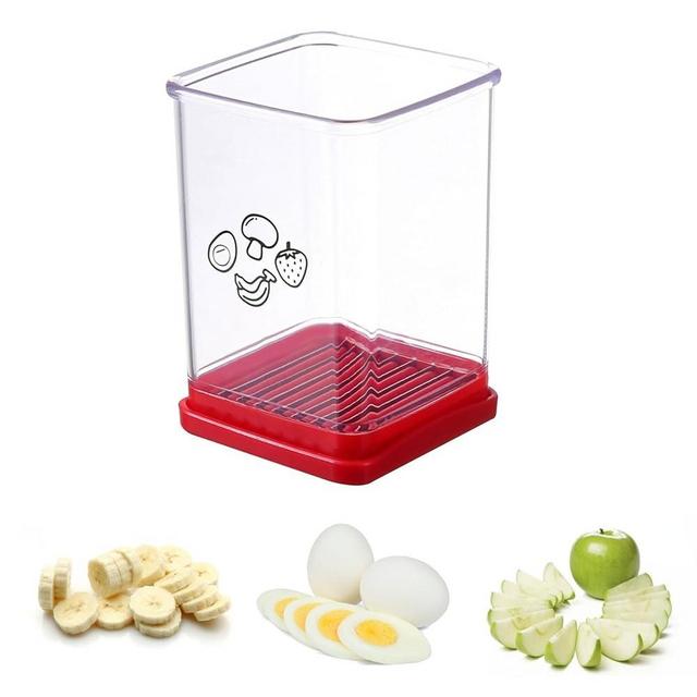 Fruit Slicer Cup, Fruit and Vegetable Speed Slicer with Push Plate, Cup Slicer Egg Slicer, Stainless Steel Banana Strawberry Cutter, Vegetables Cutting Kitchen Gadget (1Pcs)