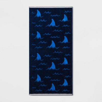 Shark Fins Beach Towel XL Blue - Sun Squad™
