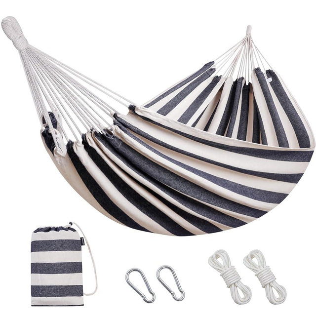 Brazilian Hammock with Tree Straps - Cotton Hammocks Portable Hammock with Carry Bag for Backyard, Porch, Outdoor and Indoor Use