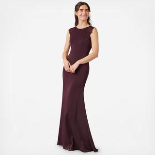 Lace-Cap-Sleeve Long Bridesmaid Dress