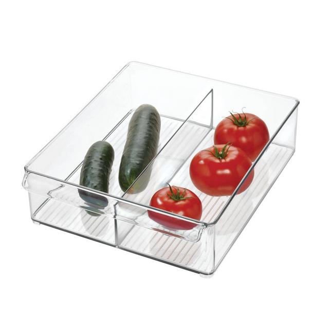 iDESIGN 12"x4" Fridge+Freeze Binz Deep Split Bin with Pull Clear