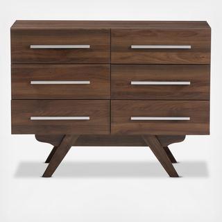 Walnut 6-Drawer Dresser