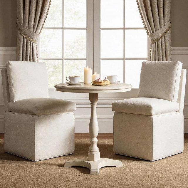 BLANKSPACE Upholstered Dining Chairs Set of 2, Modern Linen Chairs with Hidden Storage, Armless Single Sofa Chair for Guest Seating, Bedroom, Reading Room（Beige）