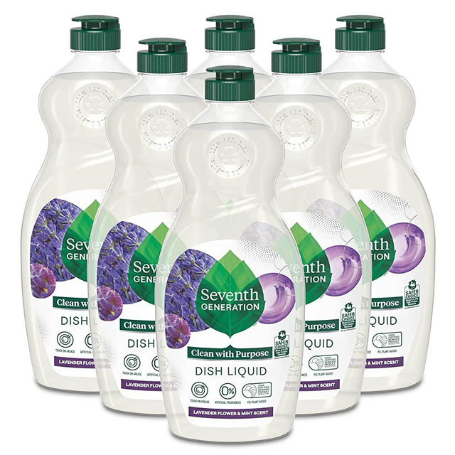 Seventh Generation Dish Soap Liquid, Fresh Lavender Scent, 19 Fl Oz (Pack of 6)