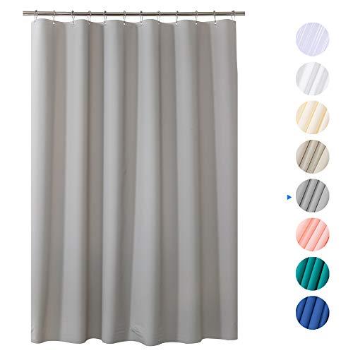 AmazerBath Plastic Shower Curtain, 72" x 72" Grey EVA 8G Thick Bathroom Shower Curtains Eco-Friendly with Heavy Duty Clear Stones and Rust-Resistant Grommet Holes