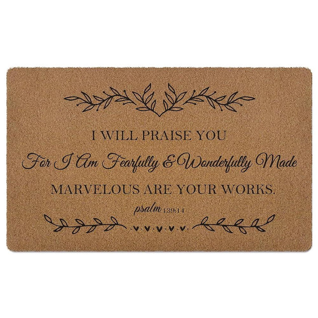 XLDLIOO Christian Door Mat Doormat, Bible Verse Welcome Front Door Mat Indoor Outdoor Entrance, Religious Scripture Artificial Coir Doormats Rugs for Porch Entryway Home Decor 30x17in