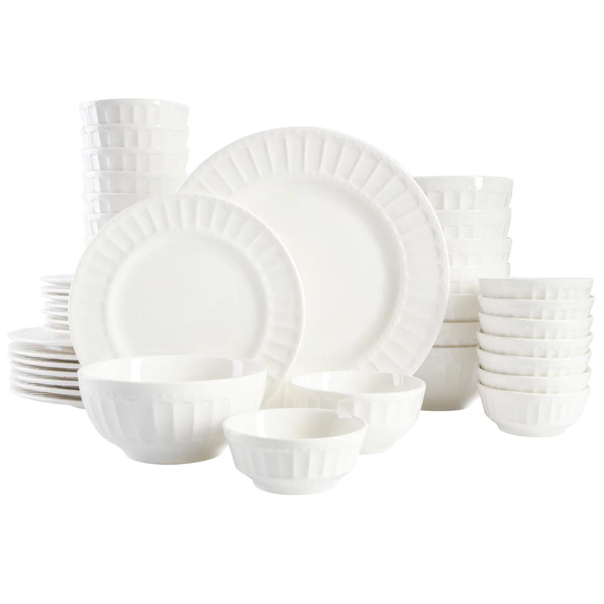 Gibson Home Gracious Dining Gourmet Expressions 40-Piece Embossed Porcelain Dinnerware Set